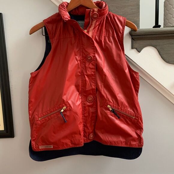 Vintage Ralph Lauren Red Solid Nylon Vest sz S EUC - Picture 1 of 6